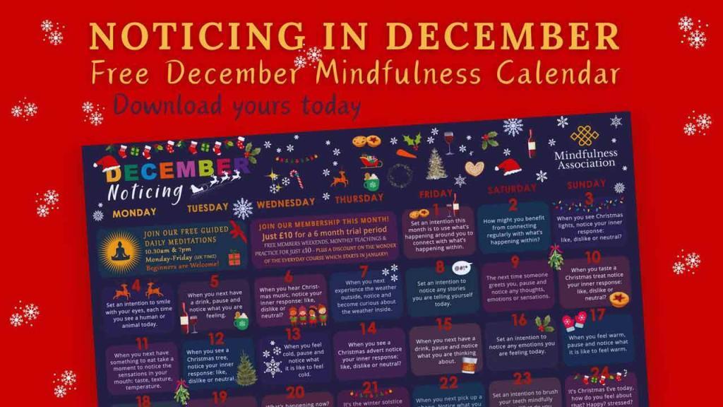 FREE December Mindfulness Calendar Mindfulness Association